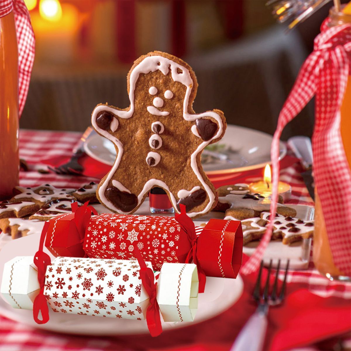 40 db-os karácsonyi ajándékdoboz szalaggal, 4 színű, cukorka alakú édességek, csokoládés ajándékdoboz, karácsonyi ajándék, hópehely minta, karácsonyi keksz készlet, karácsonyi szezonális ünnepi vacsoraasztal dekoráció