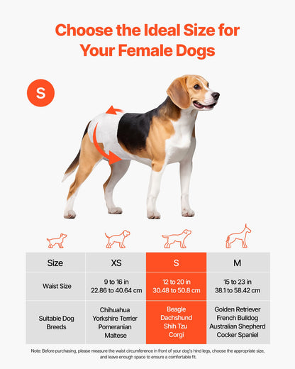 Disposable Dog Diapers, Super Absorbent Female Dog Diapers, 360° Leak-Proof Female Doggy Pet Diaper With Wetness Indicator For Heat Period, Training, Incontinence - S, 144 Count (2 Packs Of 72)